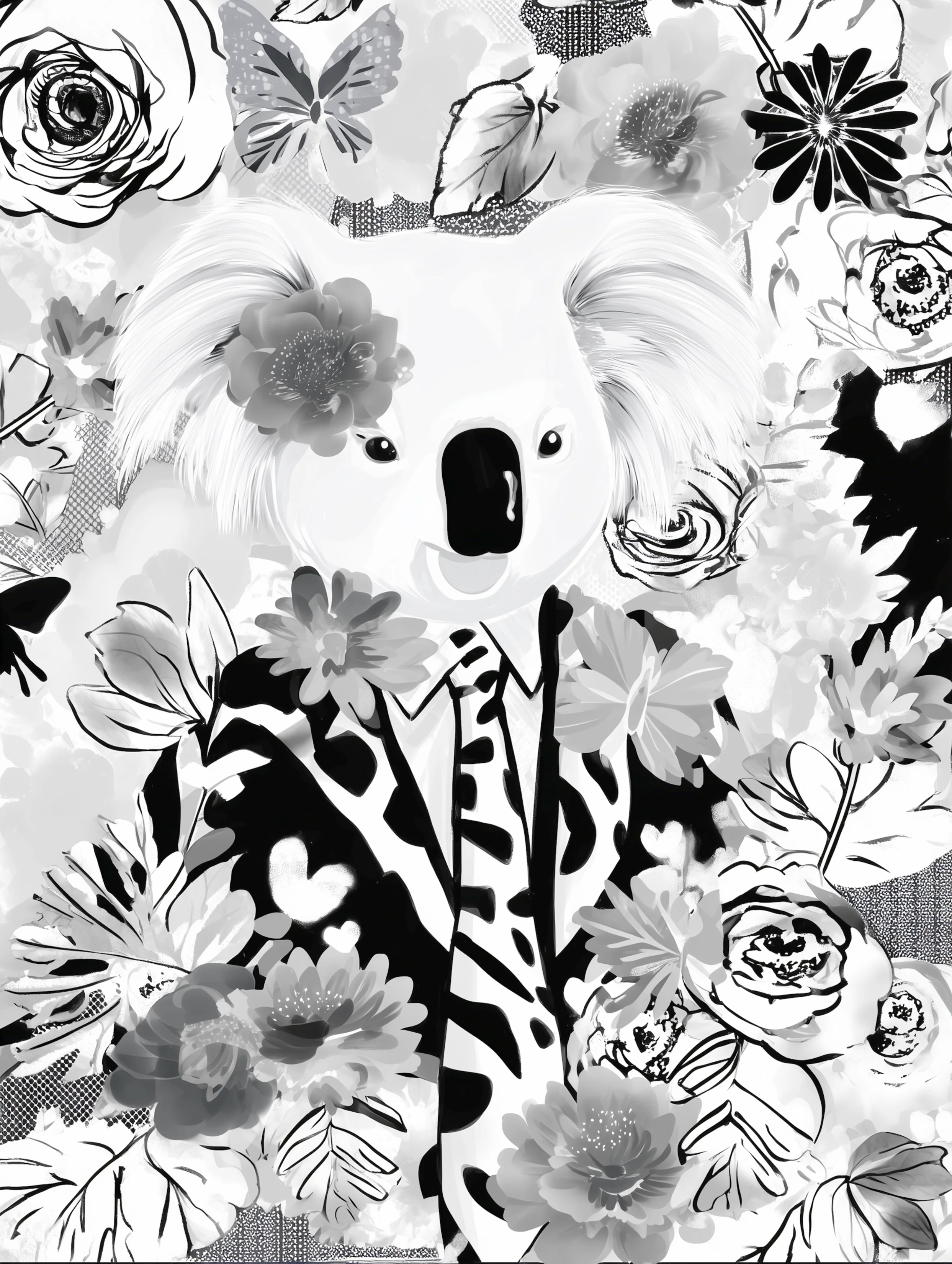 Free printable koala coloring page for adults featuring koala wearing a tie